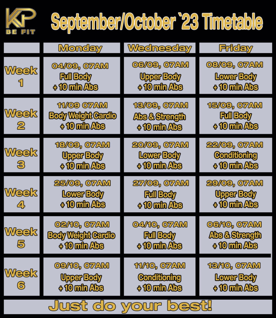 September-October 23 time table